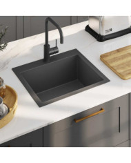 Évier de cuisine fait main Noir Acier inoxydable | Mobilier & Déco