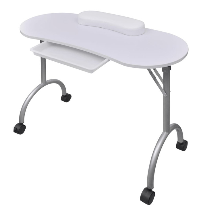 Table à manucure pliable avec roulettes Blanc | Mobilier & Déco
