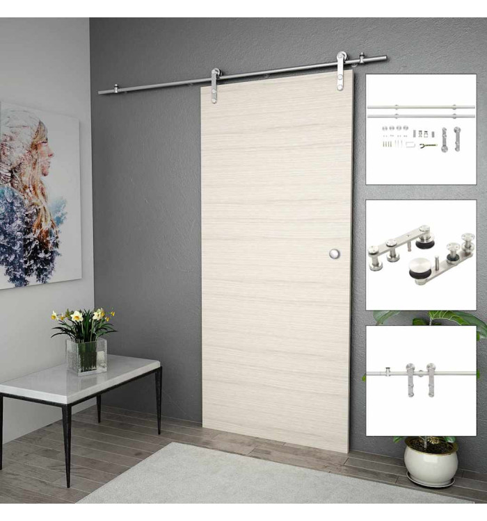Kit fixation porte coulissante 183 cm Acier inoxydable Argenté | Mobilier & Déco