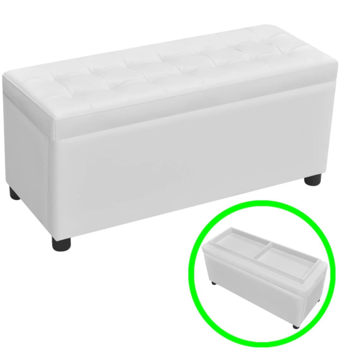 Pouf de rangement Cuir synthétique Blanc | Mobilier & Déco