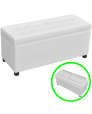 Pouf de rangement Cuir synthétique Blanc | Mobilier & Déco