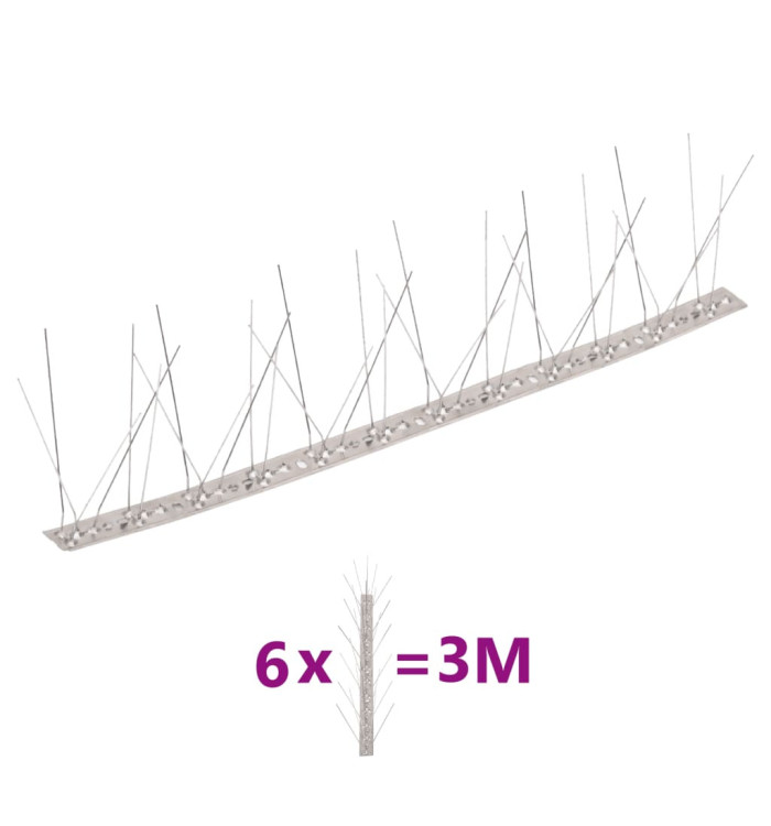 Ensemble de 6 pointes à 5 rangées contre oiseaux Inox 3 m | Mobilier & Déco