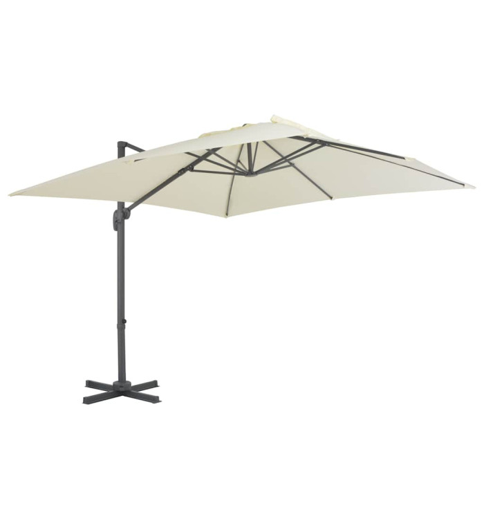Parasol de jardin en porte-à-faux et poteau en aluminium sable | Mobilier & Déco