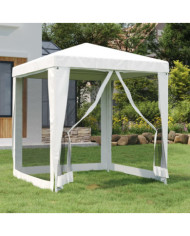 Tente de réception avec 4 parois latérales en maille 2x2m Blanc | Mobilier & Déco