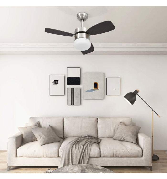Ventilateur de plafond lampe et télécommande 76 cm Marron foncé | Mobilier & Déco