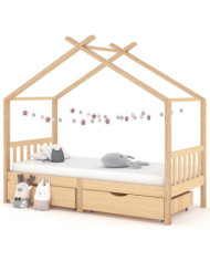 Cadre de lit enfant avec tiroirs bois de pin massif 90x200 cm | Mobilier & Déco