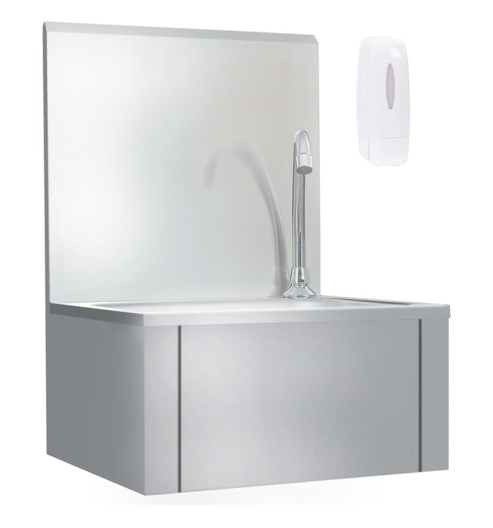 Lavabo de lavage avec robinet et distributeur de savon Inox | Mobilier & Déco