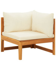 Canapé d'angle avec coussins blanc crème Bois d'acacia solide | Mobilier & Déco