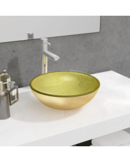 Lavabo Verre trempé 35x12 cm Doré | Mobilier & Déco