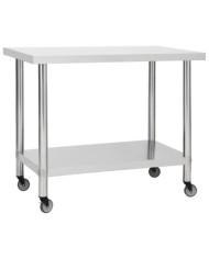 Table de travail de cuisine avec roues 100x45x85 cm Inox | Mobilier & Déco