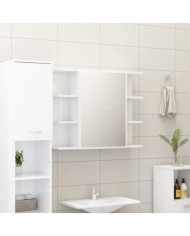 Armoire à miroir de bain Blanc brillant Bois d’ingénierie | Mobilier & Déco