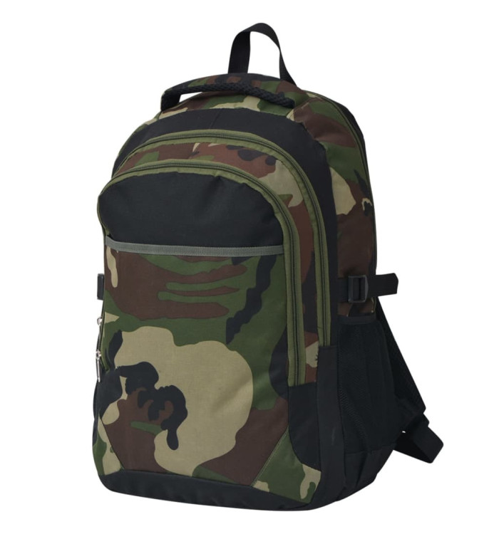 Sac à dos d'école 40 L noir et camouflage | Mobilier & Déco