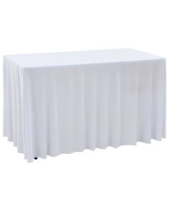 Nappes élastiques de table avec jupon 2 pcs 243x76x74cm Blanc | Mobilier & Déco
