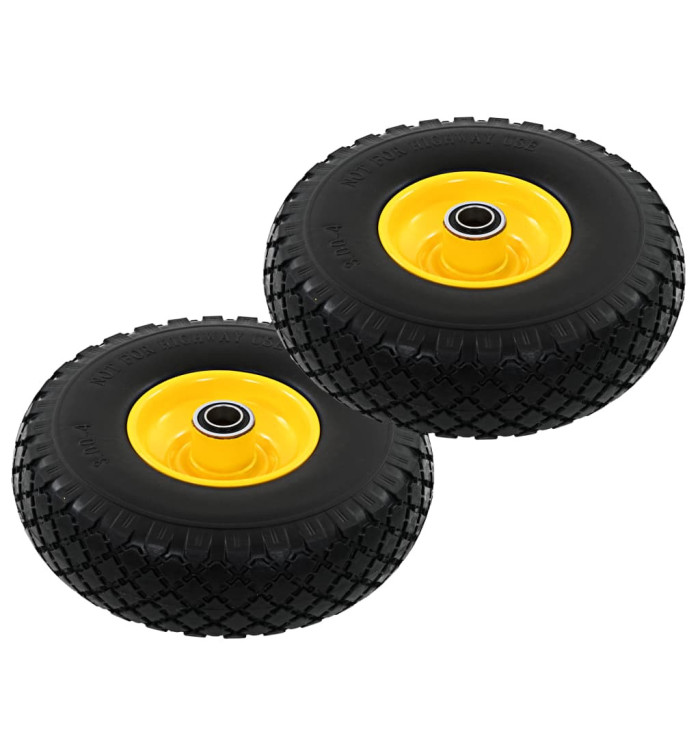 Roue de diable 2 pcs PU solide 3.00-4 | Mobilier & Déco
