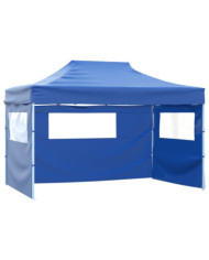 Tente de réception pliable avec 3 parois 3x4 m Acier Bleu | Mobilier & Déco