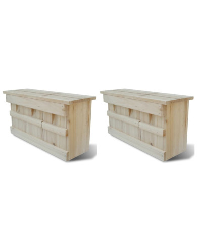 Maisons pour moineau 2 pcs Bois 44 x 15,5 x 21,5 cm | Mobilier & Déco