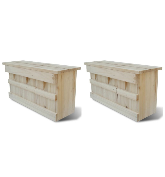 Maisons pour moineau 2 pcs Bois 44 x 15,5 x 21,5 cm | Mobilier & Déco