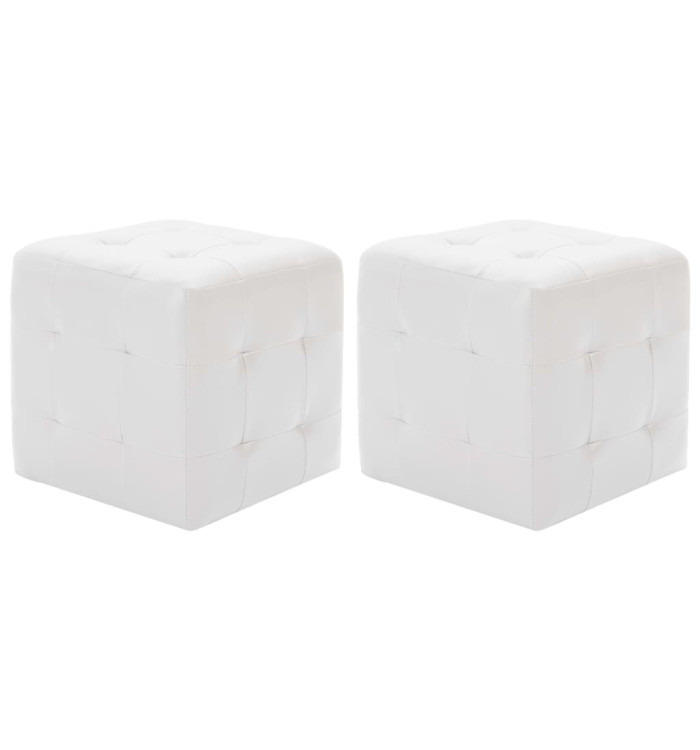 Poufs 2 pcs Blanc 30 x 30 x 30 cm Similicuir | Mobilier & Déco