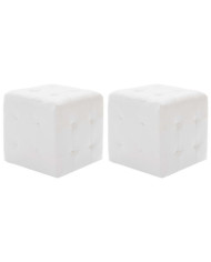 Poufs 2 pcs Blanc 30 x 30 x 30 cm Similicuir | Mobilier & Déco