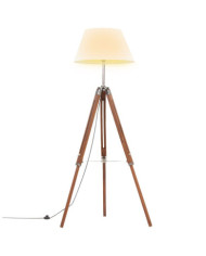 Lampadaire à trépied Marron miel et blanc Bois de teck 141 cm | Mobilier & Déco
