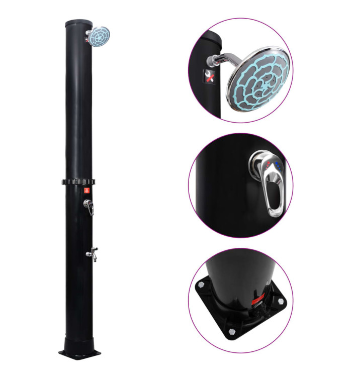 Douche solaire d'extérieur avec pomme de douche et robinet 40 L | Mobilier & Déco
