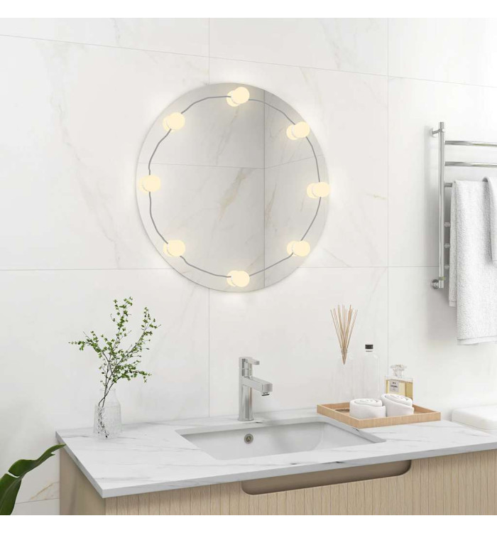 Miroir mural avec lampes LED Rond Verre | Mobilier & Déco