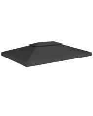 Toile de toit de belvédère 2 niveaux 310 g/m² 4x3 m Noir | Mobilier & Déco
