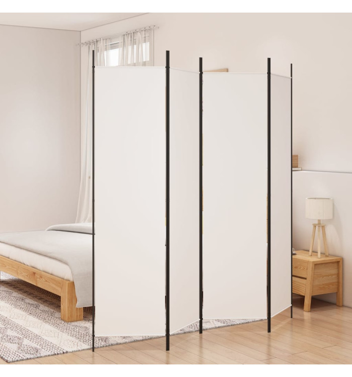 Cloison de séparation 4 panneaux Blanc 200x200 cm Tissu | Mobilier & Déco