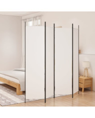 Cloison de séparation 4 panneaux Blanc 200x200 cm Tissu | Mobilier & Déco