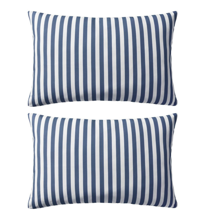 Oreiller d'extérieur lot de 2 Impression rayure 60 x 40 cm Bleu | Mobilier & Déco