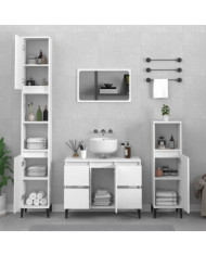 Ensemble de meubles salle de bain 3 pcs blanc bois d'ingénierie | Mobilier & Déco