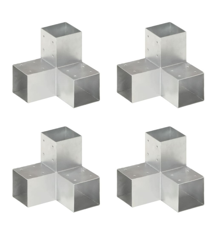 Connecteurs de poteau 4 pcs Forme en Y Métal galvanisé 91x91 mm | Mobilier & Déco