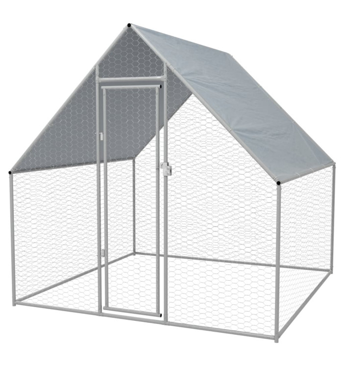 Cage extérieure pour poulets Acier galvanisé 2 x 2 x 1,92 m | Mobilier & Déco