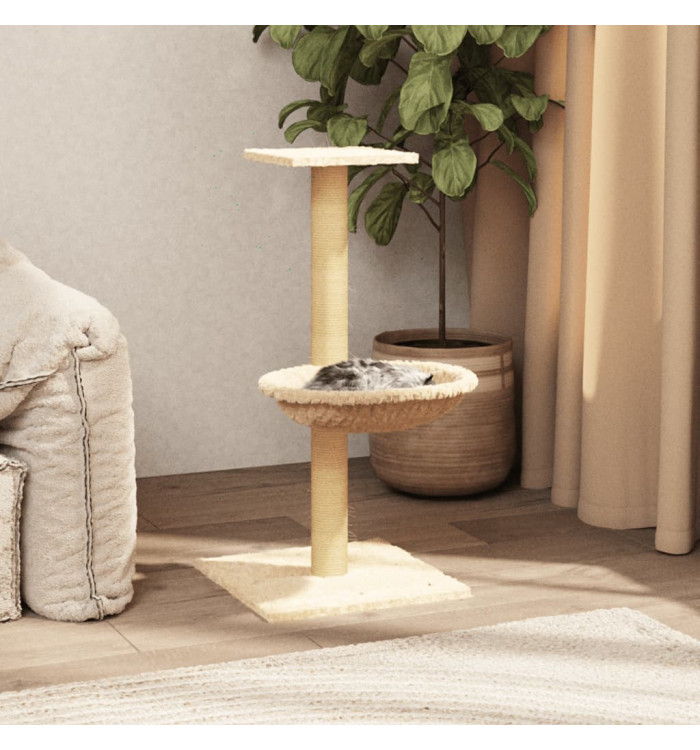 Arbre à chat avec griffoir en sisal Crème 74 cm | Mobilier & Déco