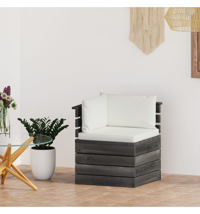 Canapé d'angle palette de jardin avec coussins Bois de pin | Mobilier & Déco
