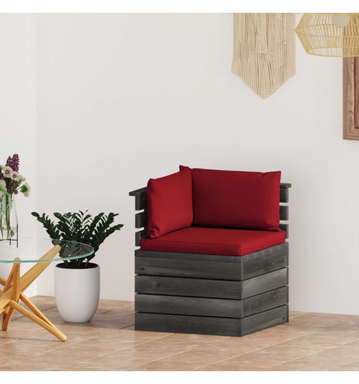 Canapé d'angle palette de jardin avec coussins Bois de pin | Mobilier & Déco