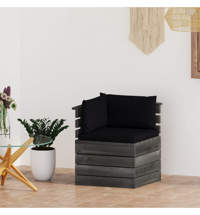 Canapé d'angle palette de jardin avec coussins Bois de pin | Mobilier & Déco
