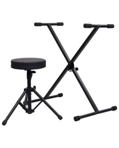 Ensemble de support de clavier et de tabouret Noir | Mobilier & Déco