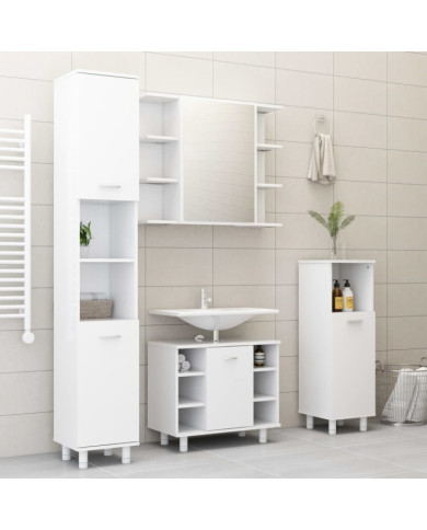 Ensemble de meubles de salle de bain 4pcs Blanc Bois ingénierie | Mobilier & Déco