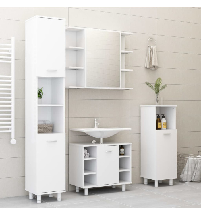 Ensemble de meubles de salle de bain 4pcs Blanc Bois ingénierie | Mobilier & Déco