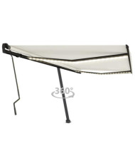 Auvent manuel rétractable avec LED 400x300 cm Crème | Mobilier & Déco