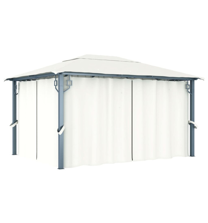 Tonnelle avec rideau 400x300 cm Crème Aluminium | Mobilier & Déco
