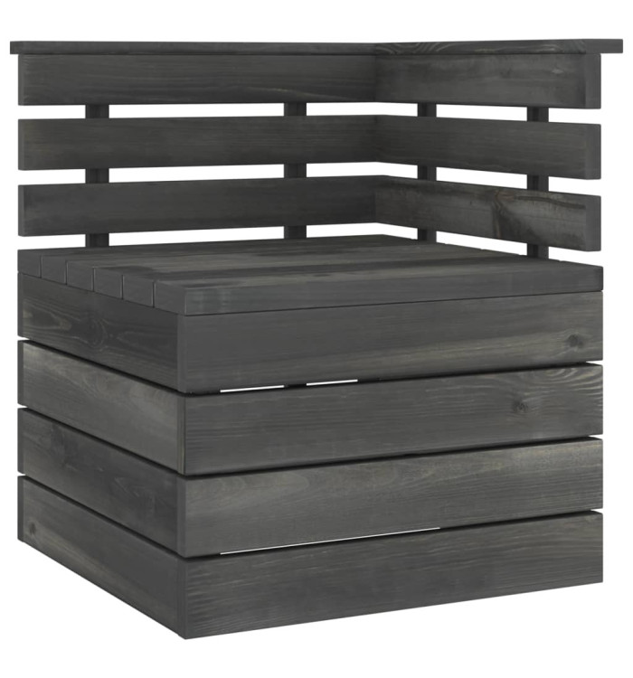 Canapé palette d'angle de jardin Bois de pin massif Gris foncé | Mobilier & Déco