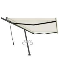 Auvent manuel rétractable sur pied 500x300 cm Crème | Mobilier & Déco