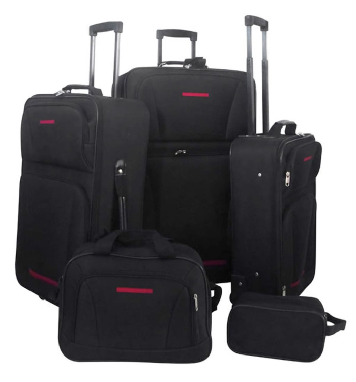 Set de valises noires 5 pièces | Mobilier & Déco