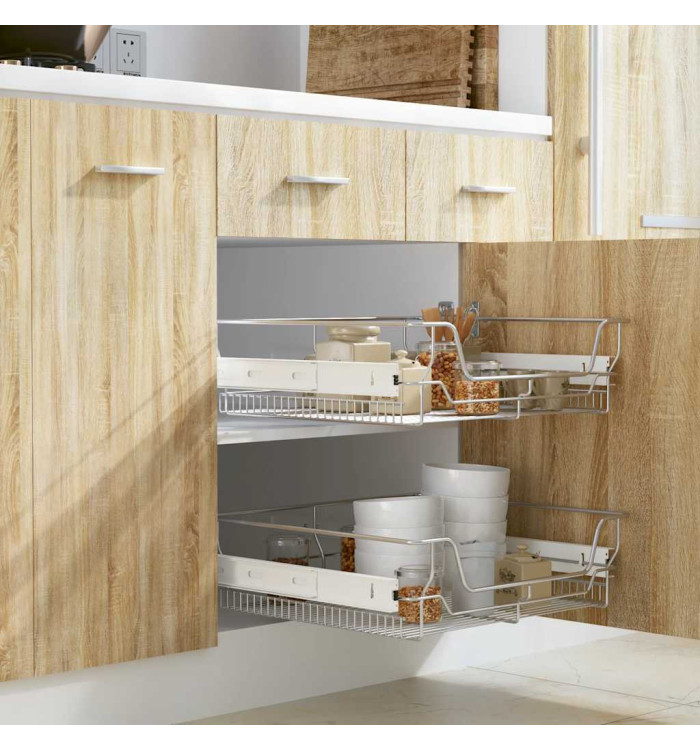 Panier en treillis métallique 2 pcs 600 mm Argenté | Mobilier & Déco