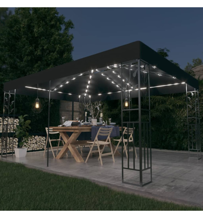 Tonnelle avec double toit et lumières LED 3x4 m Anthracite | Mobilier & Déco