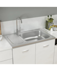 Jeu d'évier de cuisine et égouttoir argenté 800x500x155 mm inox | Mobilier & Déco