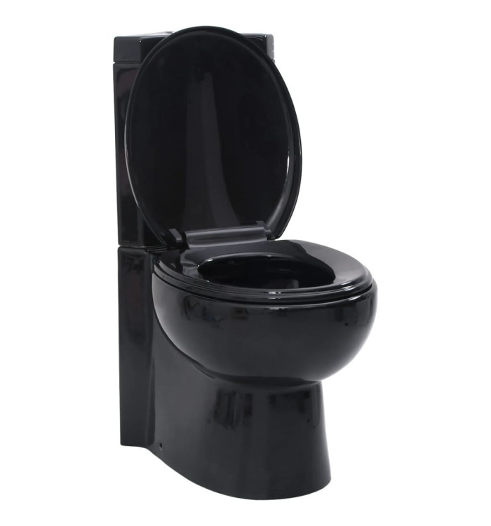 Toilette d'angle en céramique pour salle de bains noir | Mobilier & Déco
