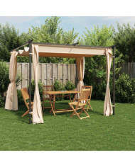 Tonnelle avec rideaux 3x3 m Crème Acier | Mobilier & Déco